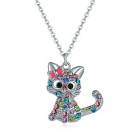 Ženska modna mačka Privjesak boja Dijamantna klavicla ogrlica za zvanje minđuše