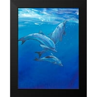 Otoole, Tim crni moderni uokvireni muzej umjetnički print pod nazivom - pod morskim delfinima
