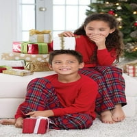 Podudaranje porodične pidžame postavlja Božić PJ-a s dugim rukavima i pletenim hlačama Loungewear