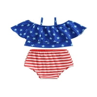 Kelajuan Toddler Djevojke kupaće ljetne rufffle bikini set zvijezde i pruge Print baby kupaći odijela