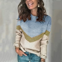 Žene okrugli vrat Dugi rukav Duks panel modni ležerni pleteni džemper džemperi za žene pulover džemper
