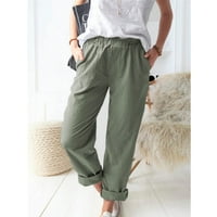 Tking Modne ženske široke hlače za ženske pantalone čvrste ležerne elastične struine labave džepove Duge pantalone za žene vojska zelena 2xl