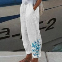 Gathrrgyp Capri hlače za žensko čišćenje, ženske ljetne casual udobne labave džepne pantalone