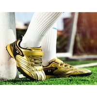 Colisha Boys Girls Football Cipele Comfort tenisice Firm Prizemlje Soccer Cleats Dječja trajna atletska cipela čipka za trenere Gold 277