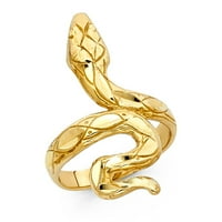14k žuti čvrst italijanski zlatni visoki polirani fantastični zmijski prsten