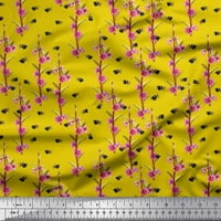 Soimoi Japan Crepe saten tkanina, cvjetni i med pčelinji insekti ispisana zanatska tkanina od dvorišta široka