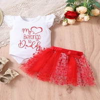 Qinghua novorođenčad dječje djevojčice ljetne odjeće Pismo Ispišice i elastične tute Tutu suknje za zabavu Crvena 6- mjeseci