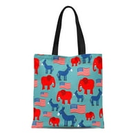 Platno torba Slon i magarac za izbornu raspravu u Americi Demokrat za višekratnu upotrebu na ramena