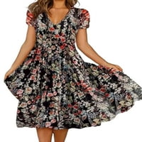 Julcc Womens kratki rukav cvjetni maxi haljina za vintage