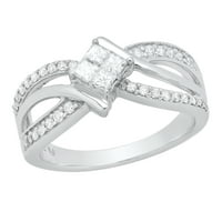 Dazzlingock Collection Princess & Okrugli Bijeli dijamantski Split Shank bypass zaručni prsten za žene