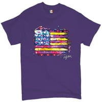TEE Hunt šarene američke zastave Majica Patriotic 4. jula Muška majica, ljubičasta, 3x-velika