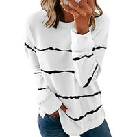 Košulje s dugim rukavima za žene stabilna odjeća Ženska ležerna kontrastna boja dugih rukava Top pulover Duksed bijeli XL