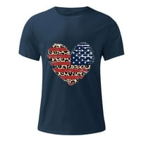 Muška nezavisnost Dan Casual Okrugli izrez Popularno 3D digitalna zastava Štamparija Pulover Fitness Sportski kratke hlače rukave majica Bluza Navy F 3xl US: 14