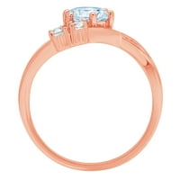 0.96ct okrugli rez plavi simulirani dijamant 18k ružičasti ružičasto zlato graviranje izjava godišnjica Angažovanost vjenčanja Trobotna prstena veličine 6,25