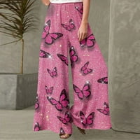 Strugten ženske modne leptir print casual labave ulične ravnotežne pantalone