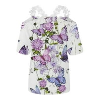 Clearsance Ljeto vrhovi kratki rukav casual bluza cvjetna žena modni V-izrez bluze, ljubičasta, xxl