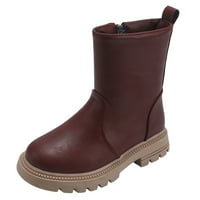 Baycosin Djevojke čizme cipele cipele vodootporne kožne kratke čizme, bež, crna, 26- u američkoj veličini