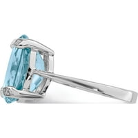 Sterling Silver Rhodium Svjetlo Swiss Blue Topaz dijamantni prsten izrađen na Tajlandu QDX549-6