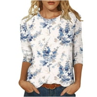 Unleife rukavi majice za žene modna tiskana labava majica Ženska tri četvrtina rukava za bluze okrugli