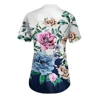 Ženski vrhovi ljetni gumb niz majicu kratkih rukava trendy casual tiskana bluza sa džepom