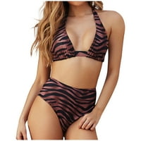 Žene kupaći odijelo Tummy Control Halter Monokini Striped kupaći kupališta Visoko struka Bikini Summer