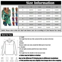 Ženski vrhovi V-izrez Graphic Print Peplum modne žene Ljetne majice s dugim rukavima Tunic TEE Green