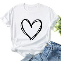 Taqqpue ženske ležerne ljetne vrhove kratkih rukava O-izrez T-majice casual grafički tees love heart tiskane labave košulje za majice