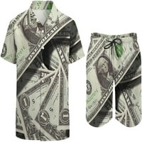 Novčani novčani dolari Muška havajska košulja odijela Ležerne prilike labave gumb prema donjim i plažnim hladnjacima odijelo za odmor