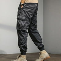 Vedolay teretni pantalone za muškarce opuštene fit muške hlače Cargo Multi džepne teretne hlače za muškarce Street Casual Sports Multi džep kravat čvrsti, sivi xxl
