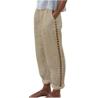 Levmjia ženske joge hlače sa džepovima plus veličine udobne obrezive slobodno vrijeme hlače od punog boja joga hlače