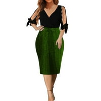 Ženske modne sjajne šljokice čipke kratkih rukava duboki V izrez Solid Color Mini haljina noćni klub