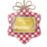 Ornament tiskani jedno oboren žuti put sa dobrodošlicom u Portland Christmas Neonblond