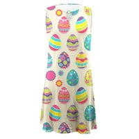 Ljetne haljine za ženu bez rukava bez rukava sretan uskršnji haljina slatka zec zeko jaja grafički rezervoar