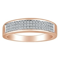 0. Karat Okrugli bijeli prirodni dijamant TRI RED BRAND FIVERA Prsten za vjenčanje u 10K čvrstih ruža Zlatna prstena veličine 10