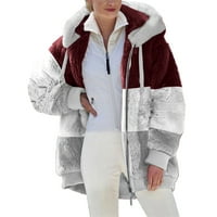 AUFMER jesen i zimska odjeća Fuzzy kaput moda ženska topla za kaput sa patentnim zatvaračem na dugim
