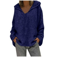Dydtpe džemperi za žene modne labave velike veličine pune boje kapuljače duge rukave vrpce na vrhu ženske