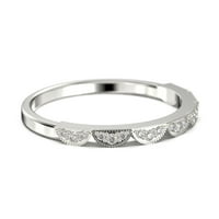 0,21CT Okrugli dijamant Moissanite polumjesečni stil vjenčani trake 18k bijelo zlato preko srebra