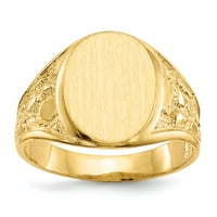 Čvrsta 14k žuto zlato 15.0x Otvoreni leđa Muški gravični monogram Signet prsten Veličina 11