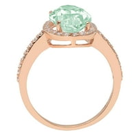 2.27Ct ovalni rez - pasijans sa akcentima - simulirani zeleni dijamant - 18K ružičasto zlato - zaručnički