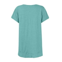 Strungten Ljetni ženski okrugli vrat rubli nabrana puna boja kratka rukava labava ležerna majica Bluze