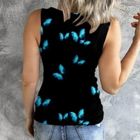 Cisterna za žene Žene Ležerne prilike TOP Ljetne košulje Vrući tiskani Torp tiskani Zipper Top Tank Top Womens Cisterna Tors Blue + XXL