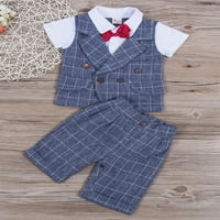 Coduop Toddler Kids Baby Boys Gentleman Outfits Haljina košulja sa bowtie vrhom + hlače Set odjeće