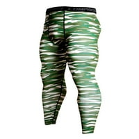 Haite Muške hlače za kompresiju Srednje strukske tajice Brza suha teretana muški dno muškarci muške elastične struke vježbanja pant zelena bijela 3xl