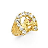 Jewels 14k žuti zlatni kubični cirkonijski CZ Lucky Yellow Gold potkove ružne modne obljetnice veličine 6,5