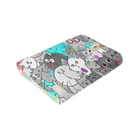 Funny Cat Doodle uzorak bacajte pokrivač, super mekani flanel pokrivača flanela, 60 x50