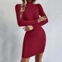 Ženska svečana haljina Solid Color Turtleneck Duks dugih rukava u jesen zimskim radnim haljinama za