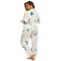 Mintlimit Womens Silk Satin Pajamas Set Dugme Down PJS cvjetni dugih rukava za spavanje dame noćna odjeća