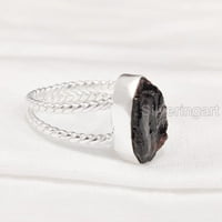 Prirodni Garnet prsten, grubi Garnet Gemstone, upleten, sterling srebrna, ženski prsten, božić, zahvalnosti,
