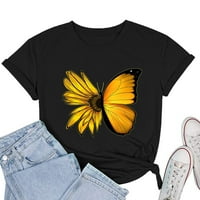 Tuphregyow ženske košulje ljeto suncokret i leptir tisak tee casual bluza y2k odjeća kratki rukav okrugli