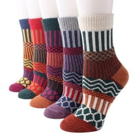 Čarape 5pair žene Vintage stil debele vune tople zimske pamučne čarape kao što je prikazano